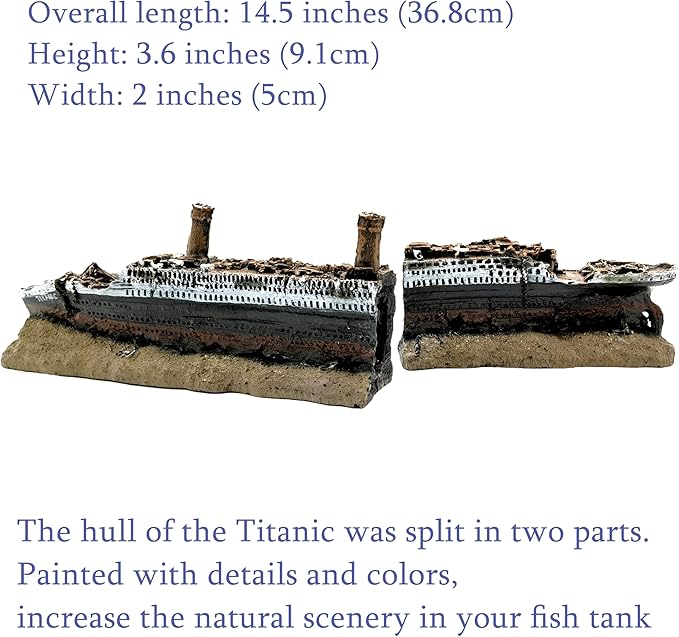 M2cbridge Antique Roman Column Ruins European Castle Aquarium Decorations Fish Tank Hideout Rocks(Titanic Shipwreck)
