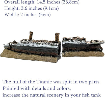 M2cbridge Antique Roman Column Ruins European Castle Aquarium Decorations Fish Tank Hideout Rocks(Titanic Shipwreck)