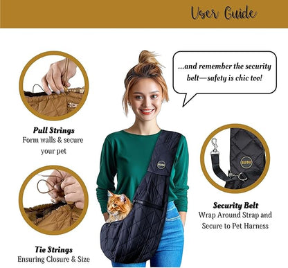 SUSU Cat Sling & Dog Slings for Small Dogs up to 9lbs | Ultra-Soft Parachute-Grade Fabric, Adjustable Strap and Closure | Dual Carry Options Puppy Carrier | Cat Carrier Pouch with Two Zipper Pockets