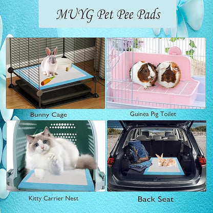 50 Pcs Pet Pads for Rabbits,22'' x17'' Small Animal Pads Disposable Rabbit Bedding Leak-Proof Super Absorbent Potty Training Guinea Pig Cage Liner for Bunny,Chinchilla,Puppy,Cat (Blue)