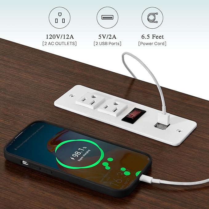 YITAHOME 63 Inch Double Dog Crate TV Stand with Charging Station, Heavy Duty Wooden Dog Crate Furniture for 2 Dogs, Dog Kennel Indoor Furniture Double Sliding Barn Door Design Ideal for 2 Dogs, White