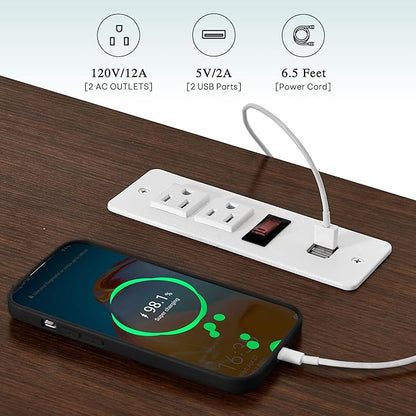 YITAHOME 63 Inch Double Dog Crate TV Stand with Charging Station, Heavy Duty Wooden Dog Crate Furniture for 2 Dogs, Dog Kennel Indoor Furniture Double Sliding Barn Door Design Ideal for 2 Dogs, White