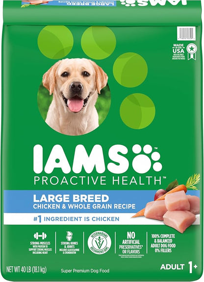 IAMS Adult High Protein Large Breed Dry Dog Food with Real Chicken, 40 lb. Bag