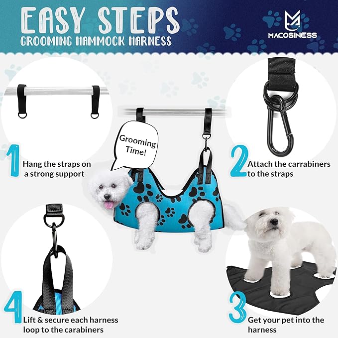 2025 7-in-1 - Dog Grooming Hammock - Cat Nail Clipper Hammock - Dog Grooming Harness - Dog Hammock for Nail Trim - Cat Grooming Hammock - Dog Restraint for Nail Clipping - Grooming Hammock
