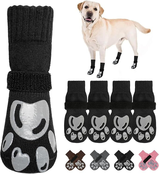 BEAUTYZOO Dog Socks, Non Slip Dog Socks to Prevent Licking Paws -Dog Shoes for Hot/Cold Pavement, Dog Boots & Paw Protectors, Dog Booties for Hardwood Floors, Small Medium Large Senior Dogs