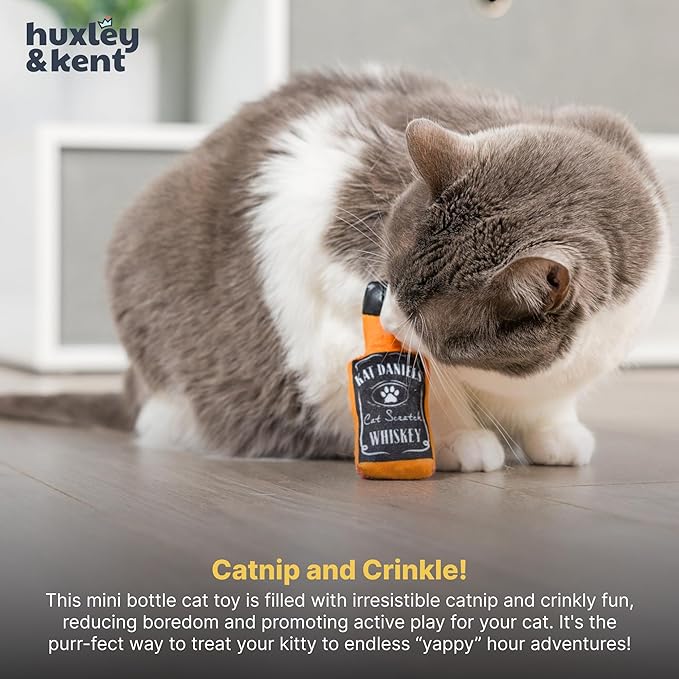 Huxley & Kent Plush Cat Toy - Interactive Catnip Toy for Cats & Kittens - Soft Kitty Toy with Crinkle & Catnip - Fun Indoor Play Toy - Kat Daniels Whiskey