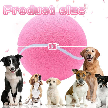 Large Dog Tennis Ball,9.5" Giant Doy Sport Ball Toy,Pet Birthday Present Interactive Dog Toys for Small Medium Large Dog (Pink)