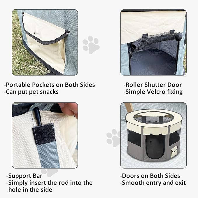 Portable Pet Playpen, Foldable Collapsible Cats Exercise Enclosure Pen Tents Cat Delivery Isolation Room Dog Crates Kennel House Great for Indoor Outdoor Travel Use Puppy Kitten Rabbit(Medium)