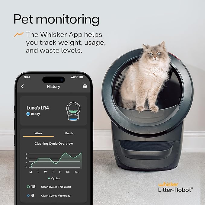 Litter-Robot 4 Supply & Accessory Bundle by Whisker, Black- Automatic Self-Cleaning Cat Litter Box, Includes Litter-Robot 4, Ramp, Mat, 3 OdorTrap Packs, 10 Liners, 30 Wipes, & 2 Carbon Filters