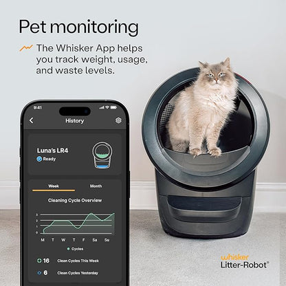 Litter-Robot 4 Supply & Accessory Bundle by Whisker, Black- Automatic Self-Cleaning Cat Litter Box, Includes Litter-Robot 4, Ramp, Mat, 3 OdorTrap Packs, 10 Liners, 30 Wipes, & 2 Carbon Filters