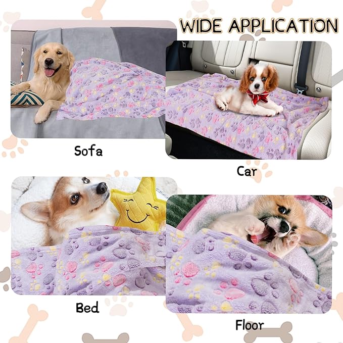 Dog Blankets for Dogs, Large Blanket Medium Blanket Dog Cat Soft Fuzzy Blankets Washable,Comfort Flannel,Fuzzy Soft Blankets for Dogs,Pet Blanket,Reversible Cow Print,41 x 31 inchï¼_ark Blue