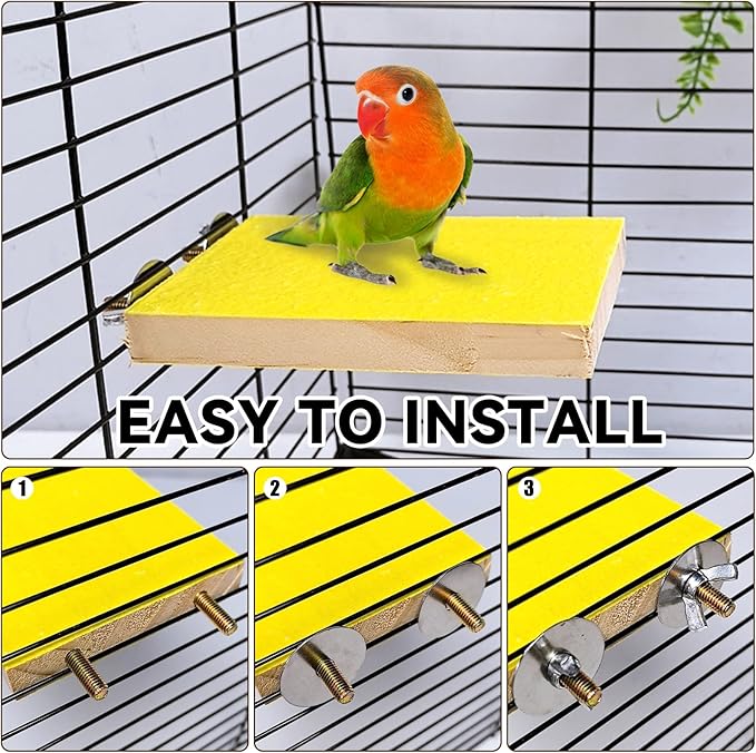 7 PCS Parrot Perch Stand Natural Wood Bird Perch Stand Platform Paw Grinding Sticks Cage Accessories Exercise Toys for Budgies Parakeets Cockatiels Conures Lovebirds