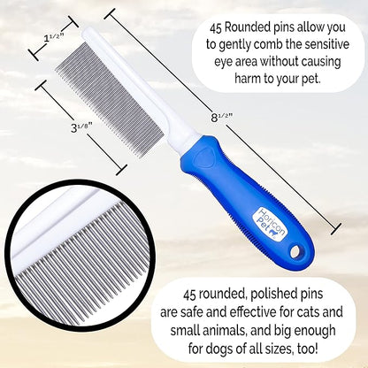 45 Pin Face & Finishing Comb With Stainless Steel Metal Teeth - Dogs, Cats & Small Animals for Removing Matted Fur, Knots & Tangles