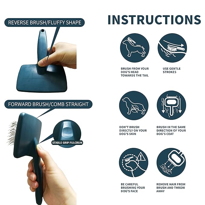 YIRU Doodle Poodle Brush for Grooming,Large Slicker Dog Brush for Long/Curly Haired Dogs,Removing Loose Hair,Undercoat