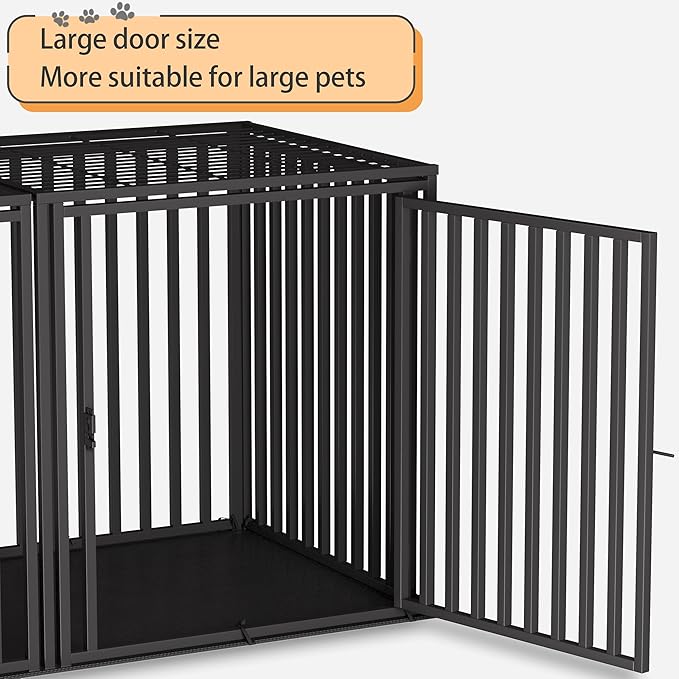 70" L x 28" H Extra Long Steel Tube Dog Crate with Mat Base, Heavy Duty Dog Crates for Large Dogs, Big Dog Cage, Dog Kennel, Puppy Dog Playpen with Top, Pet Cage, Indoor Outdoor, XXL2