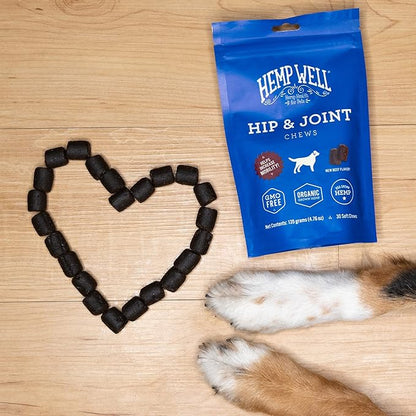 Hemp Well Hip and Joint Soft Chews  Supports Mobility and Promotes Healthy HIPS and Joints for Dogs, Organically Sourced (60 Count)
