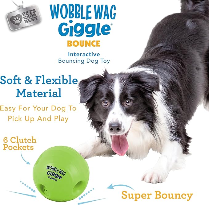 Wobble Wag Giggle Bounce Interactive Dog Toy- Sound Making Bouncing Ball for Dogs Ages Indoor & Outdoor Play, Soft & Durable with Easy Grip Design- Pets Know Best