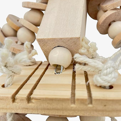 Dye-Free Block & Knot Chewing Toys for Medium and Large Parrots - Natural Wooden Bird Toys for Parakeet, Conures, Cockatiels, African Greys, Cockatoos, Amazon Parrots, Quakers