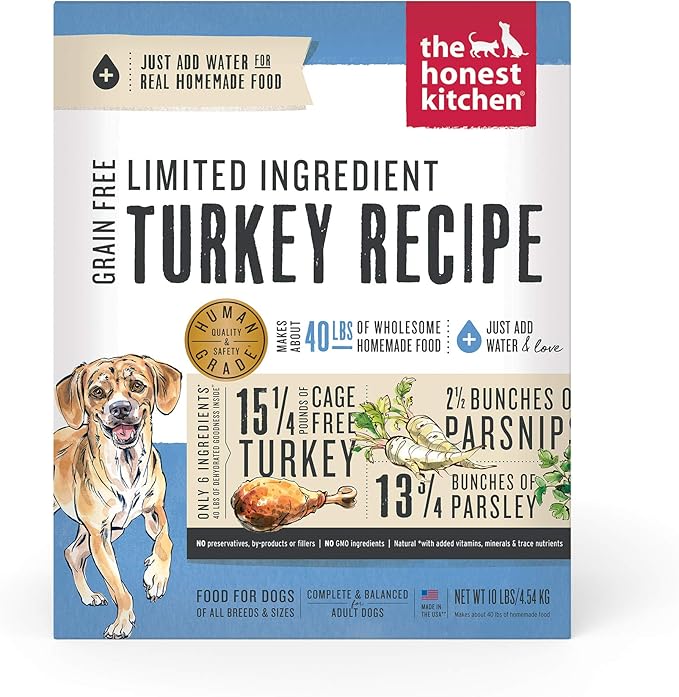 The Honest Kitchen Dehydrated Limited Ingredient Turkey Dog Food, 10 lb Box