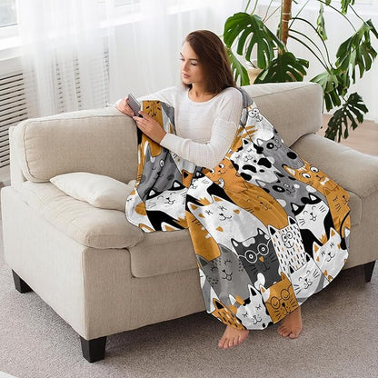 Cat Blanket, Cats Gifts for Girls Women, Cat Gift for Cats Lovers, Birthday Gifts Decor Throw Blanket 50"x60"