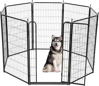 Dog Playpen,48" Height 18 Ft(L) 8 Panels Pet Play Pen, Indoor/Outdoor,Heavy Duty Metal Pet Exercise Pen, Wide Door Low Threshold,Portable Pet Playpen for Rv Camping Garden Yard, Quick Install