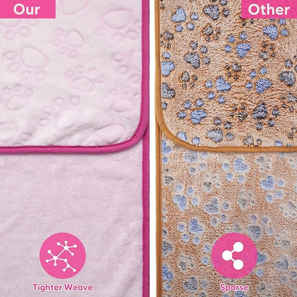 Stuffed Premium Soft Dog Couch Blanket, with Flannel Cute Paw Print, 30 * 70 inches, Cat Blanket Puppy Supplies Dog Products Stuff Essentials, Pink
