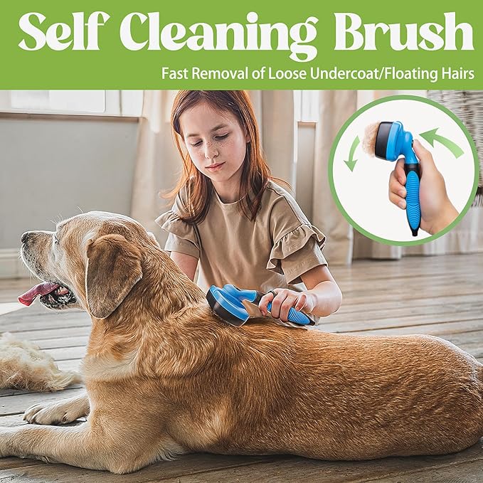 3 PCS Deshedding Dog Brush Grooming Kit for Pet Dogs Cats Poodle Dematting Comb for Removing Tangles and Knots Slicker Cat Matted Fur Cutter Pet Hair Remover Tool For Short & Long Hair