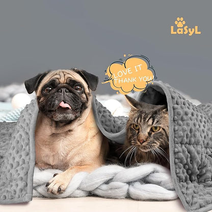 LaSyL Weighted Blanket for Pets | Thunder Blanket for Dogs Anxiety | Premium Soft Minky | Relaxation & Calming & Anti Anxiety | Used in Car, Bed, Couch | Dark Grey, Washable Medium 32" L x 40" W
