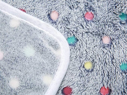 1 Pack 3 Blankets Super Soft Cute Dot Pattern Pet Blanket Flannel Throw for Dog Puppy Cat Blue/Purple/Grey Large