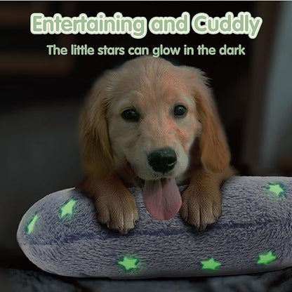 Dog Pillows for Medium Dogs, Glow in The Dark Soft Dog Neck Pillow, U-Shaped Pillow for Cat and Dog, Machine Washable Dog Toy & Dog Birthday Gift (Glow Blue, M)