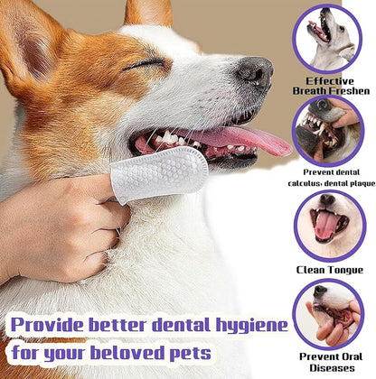 55 Counts PET Teeth Cleaning Wipes for Dogs & Cats,Dog Dental Wipes for Reducing Plaque & Tartar, Gentle Dental and Gum Care Finger Pet Wipes (55PCS-Teeth Cleaning Wipes)