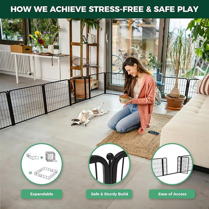 FXW Homeplus Dog Playpen for Indoor Use - Stress-Free and Safe Play, Heavy Duty 24 Inch 4 Panels Dog Pen for Puppies and Small Dogs, Black_atented