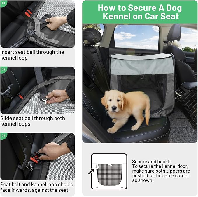 Portable Travel Dog Crate Pop Up Soft Dog Kennel Collapsible Travel Dog Cat Enclosure Indoor Outdoor Large Foldable Crate for Pets（Little Gray and Dark Gray-Medium）