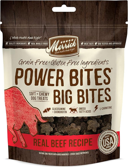 Merrick Power Bites Dog Treats Big Bites, Beef and Sweet Potato Recipe - 6 oz Bag