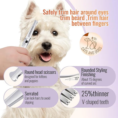 Dog Grooming Scissors: 3 in 1 Pet Shears Set Made Of Advanced Stainless Steel Alloy for Trimming Dogs Cats and Other Pets Face and Paws