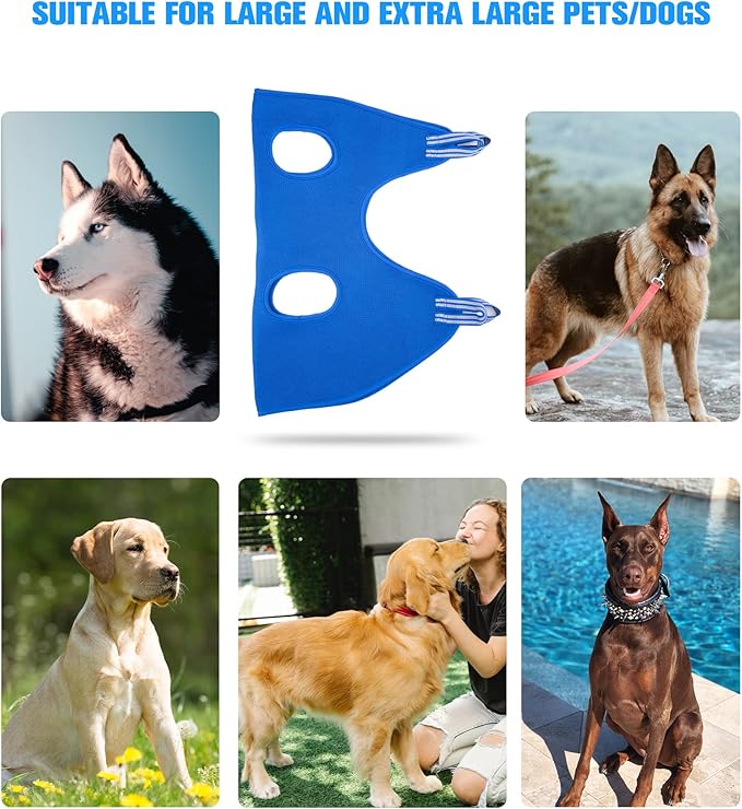 10 in 1 Pet Grooming Hammock Harness with Nail Clippers/Trimmer, Nail File, Comb,Dog Nail Hammock, Dog Grooming Sling for Nail Trimming/Clipping (XXL/Under 120lb, Blue)