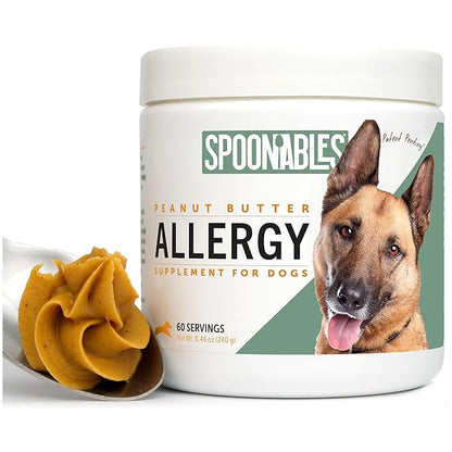 Dog Peanut Butter - Allergy Supplement for Dogs - Healthy Peanut Butter for Dogs Enriched with Dog Probiotics - Dog Allergy Relief & Immune Support Supplement - Allergy (8.46oz)