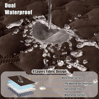 Smiry Waterproof Dog Blanket, Soft Dog Bed Cover Pet Blanket, Reversible Couch Cover for Dogs Washable, Pet Couch Covers for Sofa Furniture Protector for Puppy Cat (82x82 Inch, Chocolate/Dark Grey)