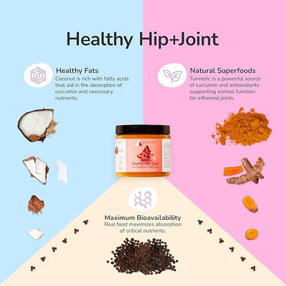 kin+kind Hip+Joint Supplement Dogs & Cats - Vet Formulated Natural Formula with Organic Turmeric, Black Pepper and Coconut- Made in USA - Bundle (3 x 4 oz)