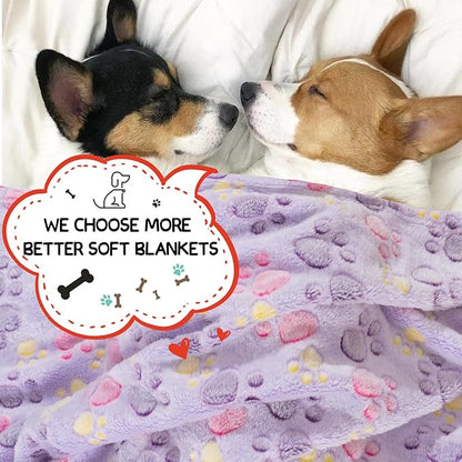 Dog Blankets for Dogs, Large Blanket Medium Blanket Dog Cat Soft Fuzzy Blankets Washable,Comfort Flannel,Fuzzy Soft Blankets for Dogs,Pet Blanket,Reversible Cow Print,41 x 31 inchï¼_ark Blue