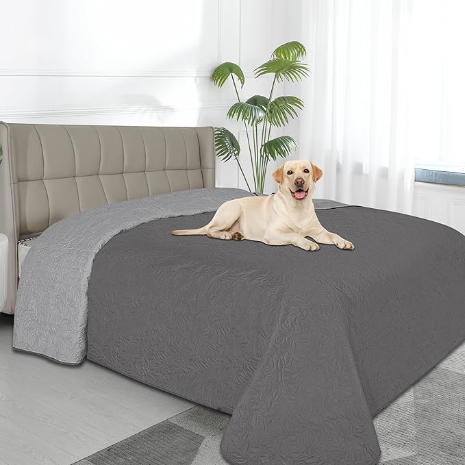 Easy-Going Waterproof Dog Bed Cover Reversible Leak Proof Pet Blanket Replacement Mat for Furniture Washable Couch Cover Sofa Cover for Dogs Cat (68x86 Inch, Gray/Light Gray)