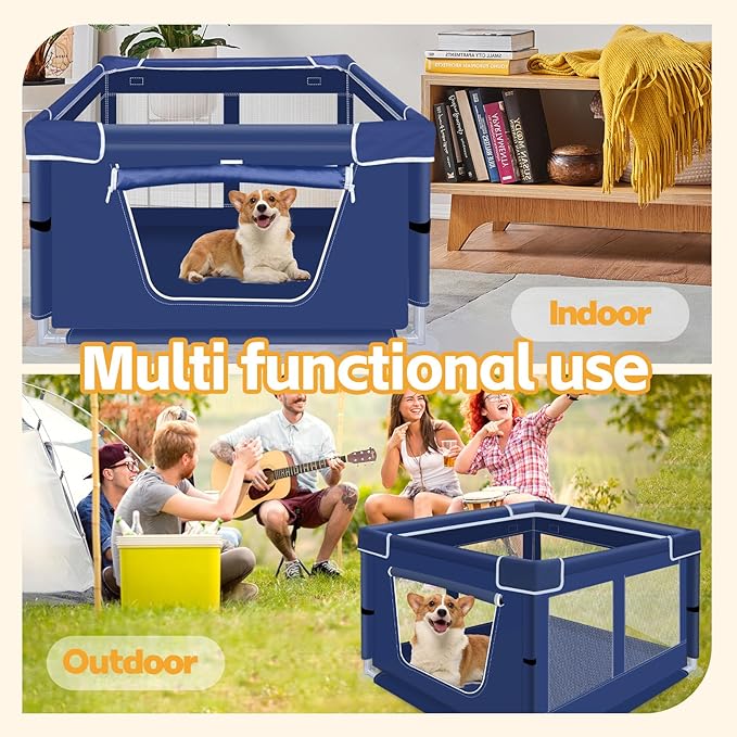 42 Inches Dog Playpensï¼_uppy Playpen with Gate for Puppies or Small Dogs, Dog Fence Pet Playpen for Indoor & Outdoor