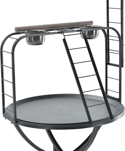 Large Elegant and Durable Parrot Bird Play Gym Ground Wrought Iron Rolling Stand Removable Metal Tray With Climbing Metal Ladder Toy Hook