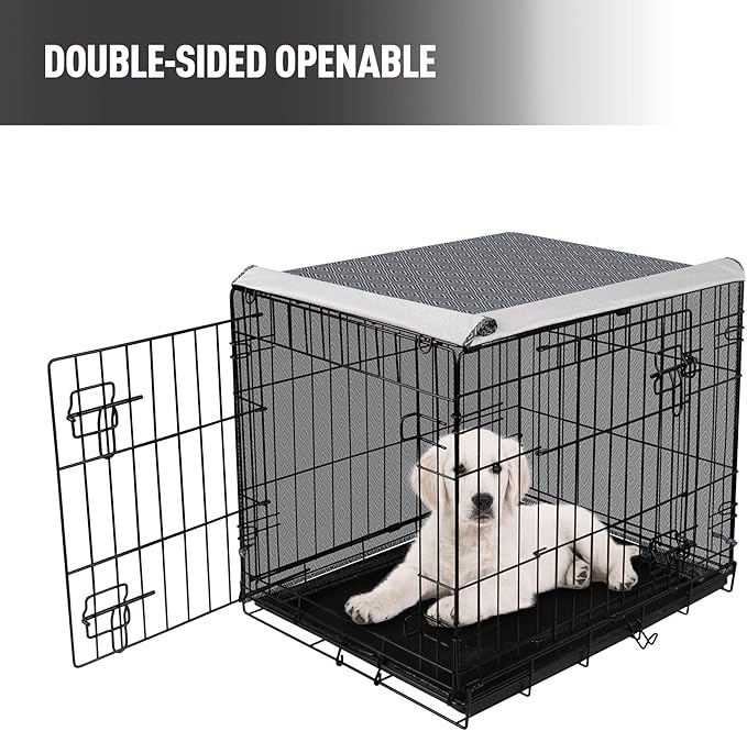 42 Inch Dog Crate Cover for Wire Cages Indoor Breathable Polyester Pet Kennel Cover Machine Wash & Dry Double Door Lagre XL (Cover Only)