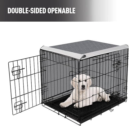 42 Inch Dog Crate Cover for Wire Cages Indoor Breathable Polyester Pet Kennel Cover Machine Wash & Dry Double Door Lagre XL (Cover Only)