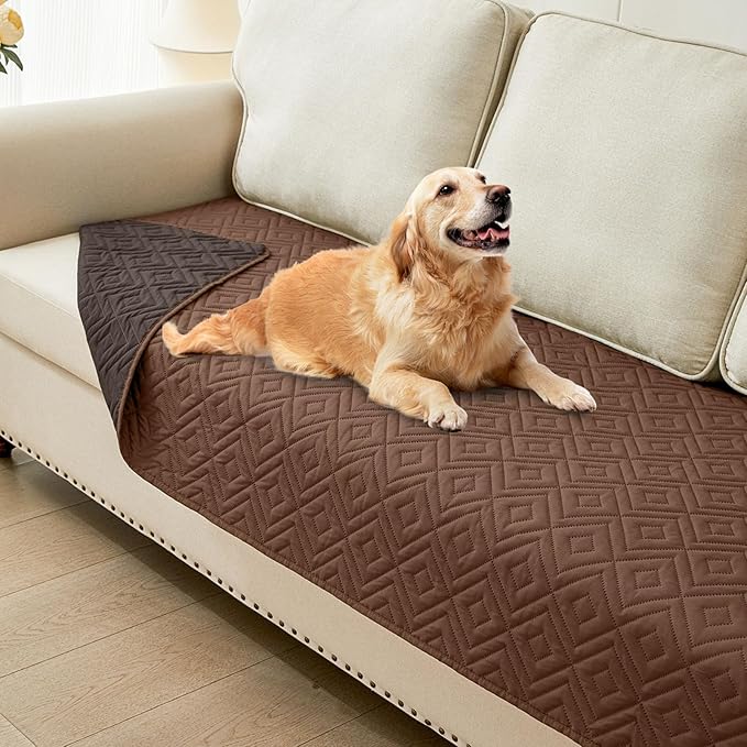 hyha Waterproof Dog Blanket, Soft Pet Bed Blankets, Waterproof Sofa Couch Cover for Dogs Washable, Reversible Pet Couch Covers for Sofa Furniture (30x80 Inch, Brown/Chocolate)