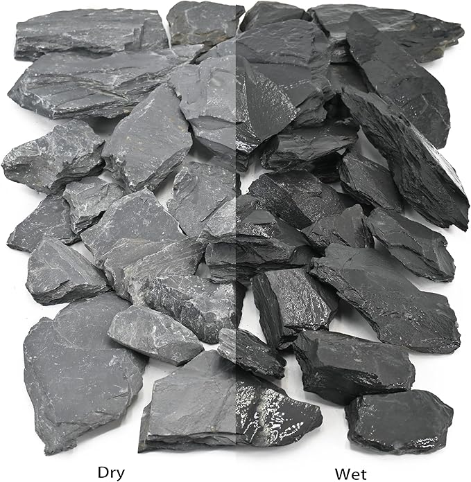 Natural Slate Rock 5LB Reptile Basking Stone Fish Tank Rocks for Aquarium Landscaping, Tank Decoration, Fairy Gardens,Reptile & Amphibian Enclosures 3 to 8 Inches