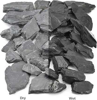 Natural Slate Rock 5LB Reptile Basking Stone Fish Tank Rocks for Aquarium Landscaping, Tank Decoration, Fairy Gardens,Reptile & Amphibian Enclosures 3 to 8 Inches