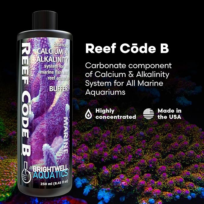 Brightwell Aquatics - Reef Code B - Balanced Calcium & Alkalinity System Water Conditioner - For All Saltwater Marine Fish & Reef Fish Tanks - Aquarium Water Treatments, 8.45 fl oz