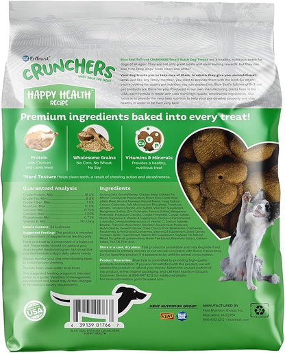 Blue Seal Kent Entrust Crunchers - Small Dog Treats, Happy Health Recipe - Crunchy Oven Baked Biscuits with Premium Ingredients, Nutritious Snack, Ideal for Training - Made in USA, 2-Pound Bag
